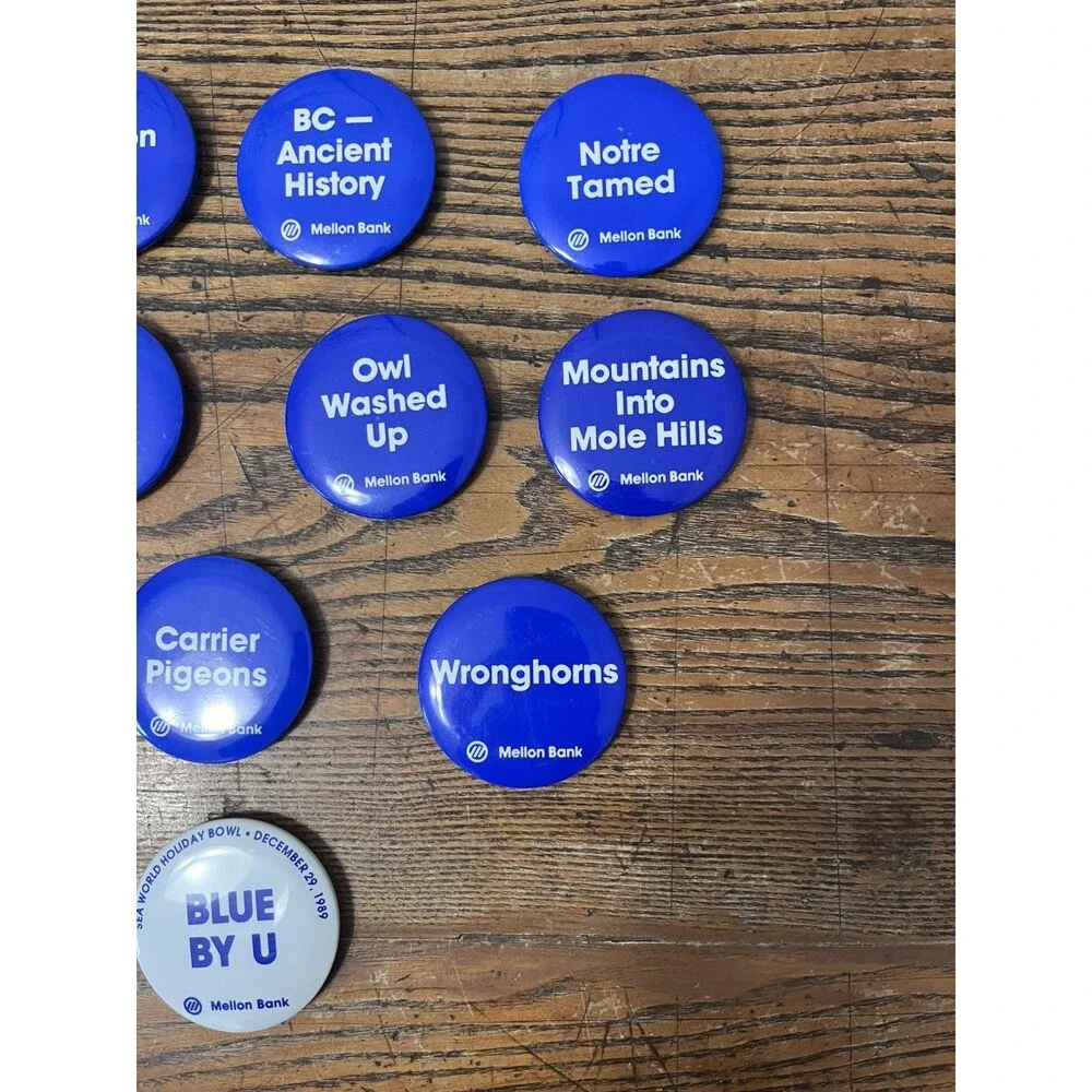 1989 PENN STATE MELLON BANK COMPLETE FOOTBALL SEASON SLOGAN BUTTON SET - Picture 3 of 5